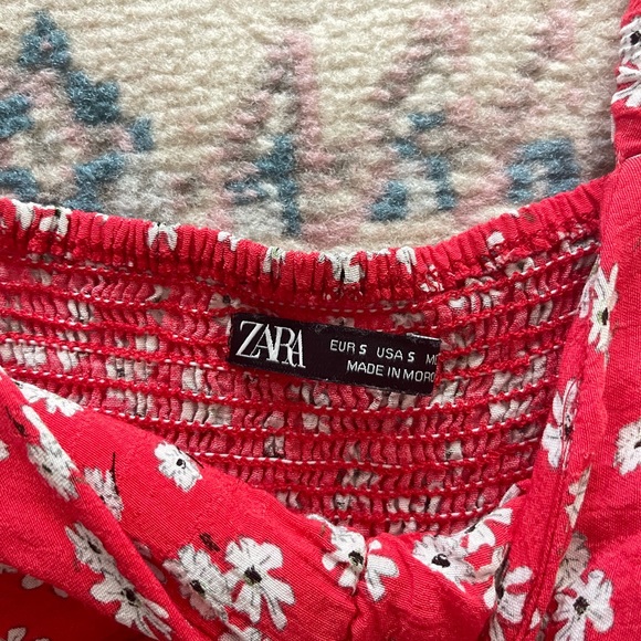 ZARA CINCHED FLORAL CROP TOP - Picture 3 of 6